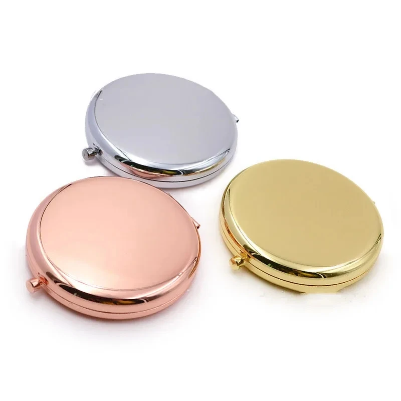 65mm Double-sided Compact Mirror Flat Folding Portable Metal Makeup Mirrors Creative Gifts