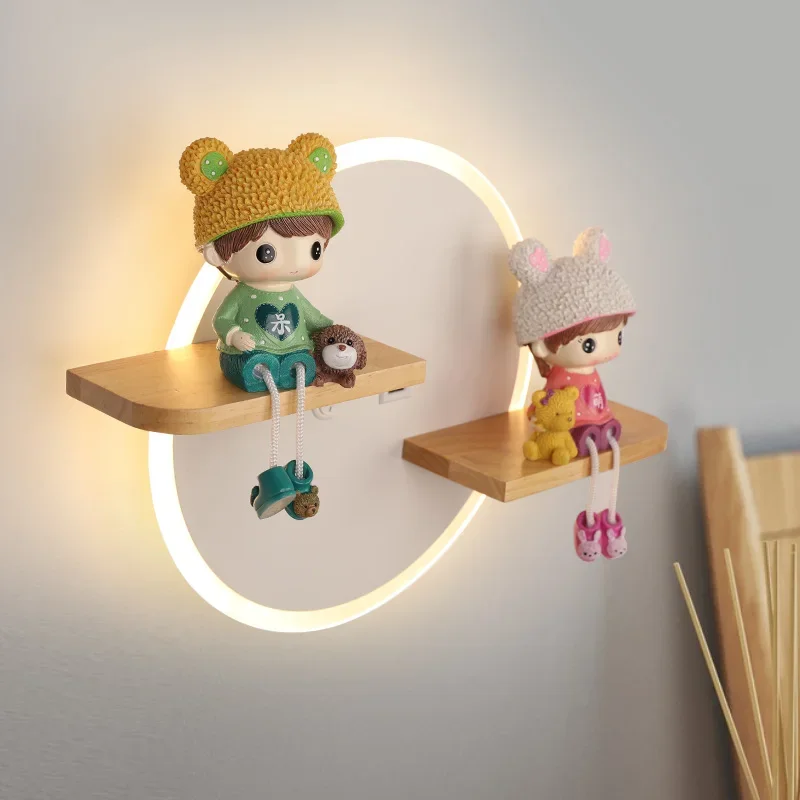 Lámpara de pared de dibujos animados nórdicos para habitación de niños, adornos de unicornio lindos, luz de cabecera para niños, decoración de dormitorio, Led creativo ajustable