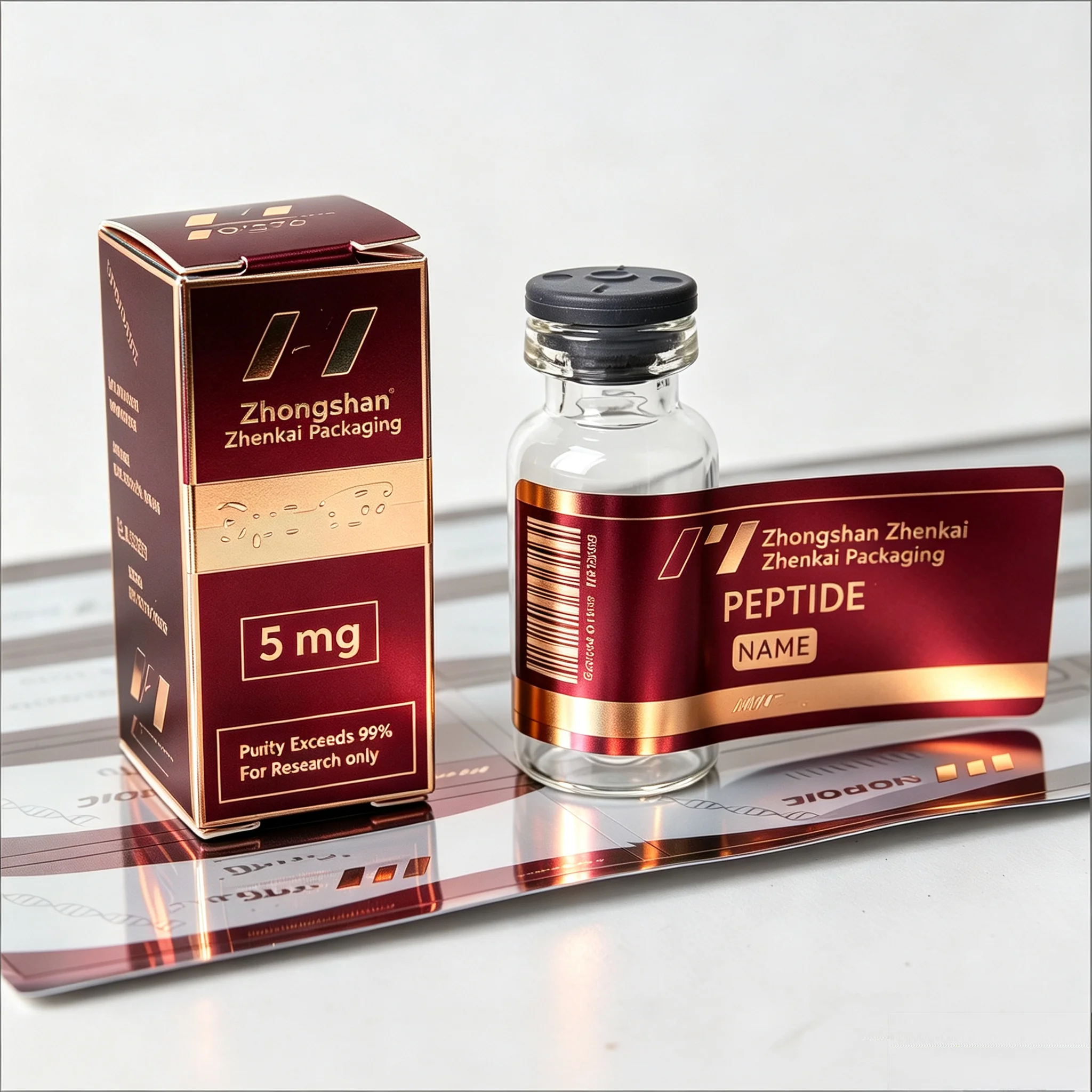 Multi-size Peptide Vial Custom Packaging Combo Kit Printed Color Boxes Self Adhesive Stickers For Beauty Fitness Supplement Bott