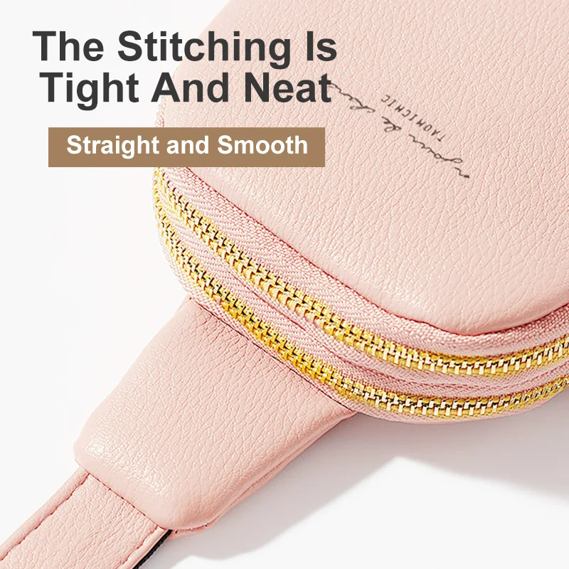 Trendy Diagonal Bag Women Brand Leather Small Pack Banana Chest Pouch Literary Girls Pink Shoulder Pocket Outside Zipper Mochila