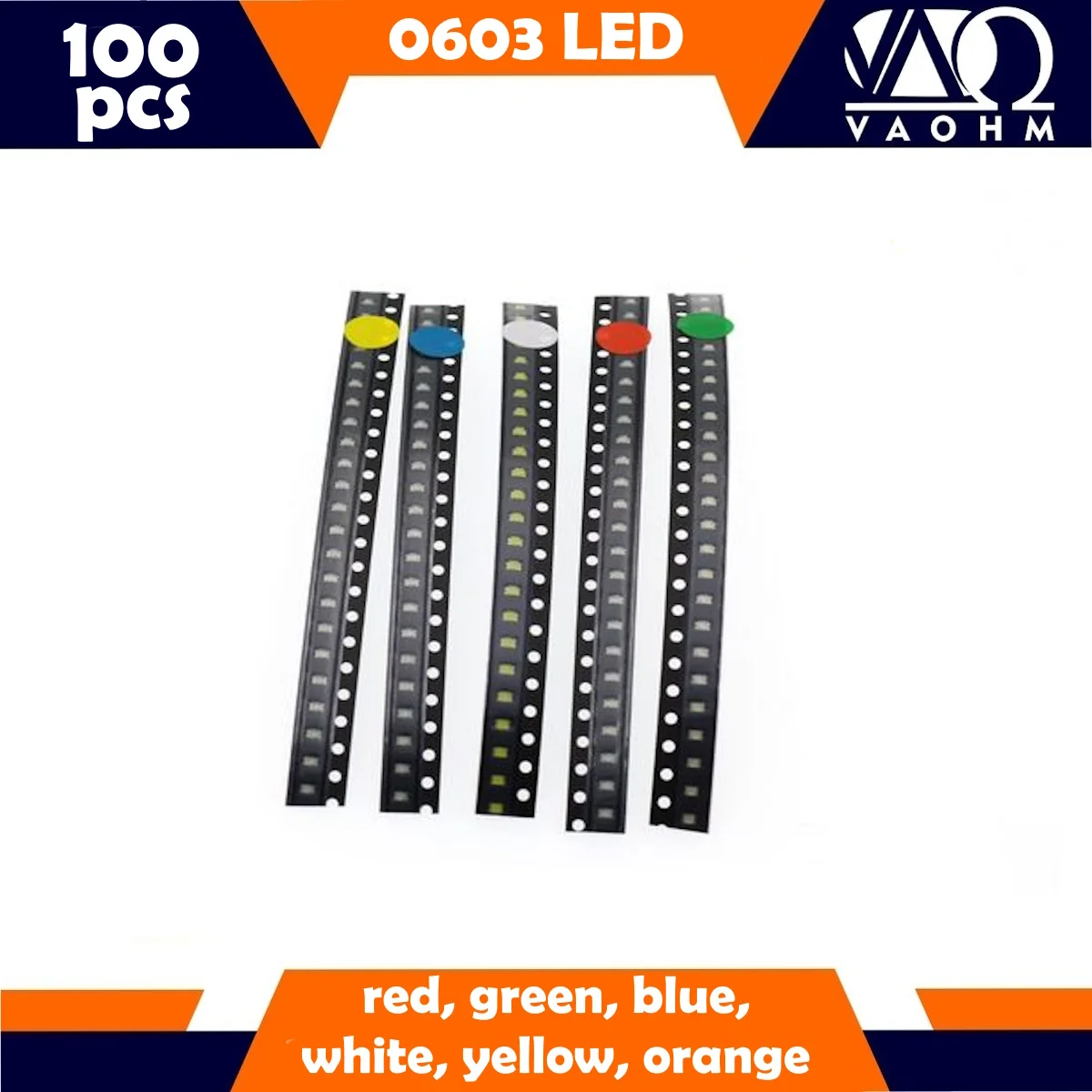 100 Pcs 0603 SMD LED Red Green Blue Orange Yellow White Bright Light Emitting Diode