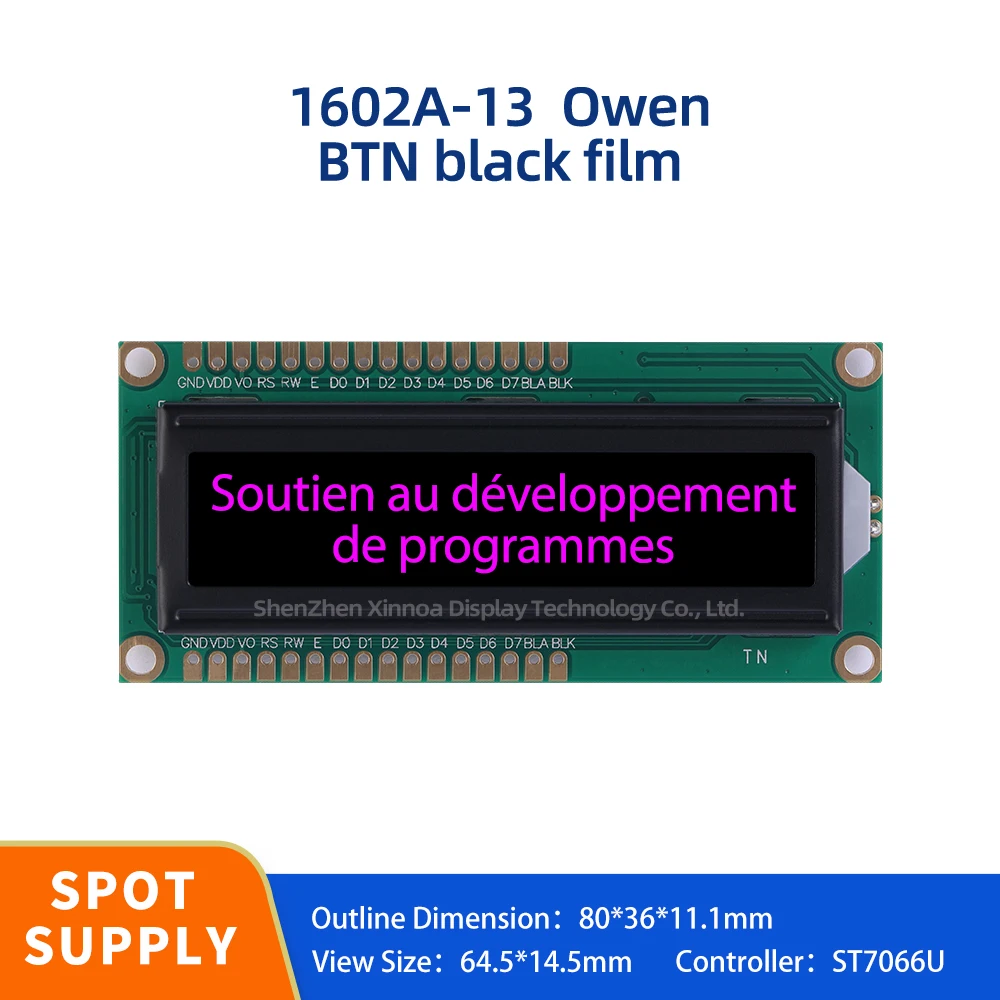 Zweireihige Schnitts telle LCD-Anzeige 1602a-13 europäische BTN schwarz Film lila Schrift 80x36mm Zeichen LCD-Modul