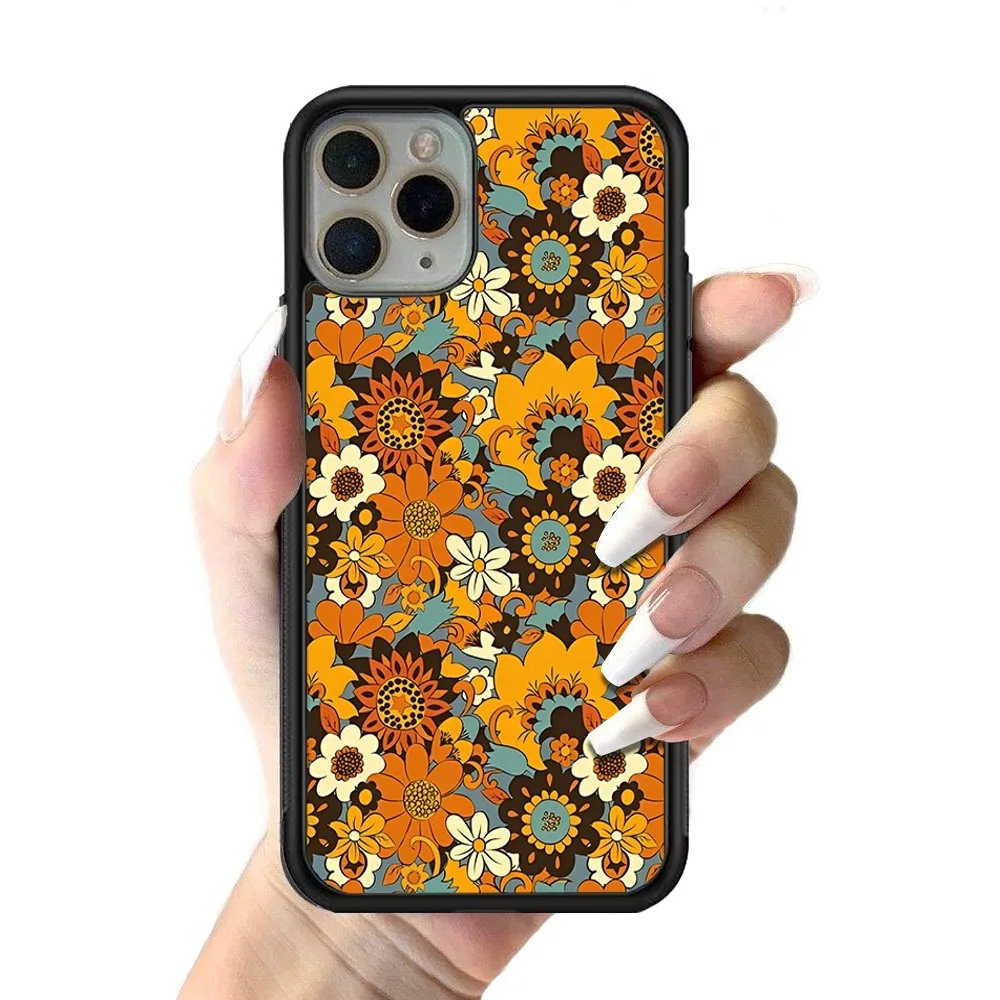 Heartbeat Flowers Phone Case Silicone PC+TPU Case For iPhone 14 11 12 13 Pro Max 8 7 6 Plus X XR Hard Fundas