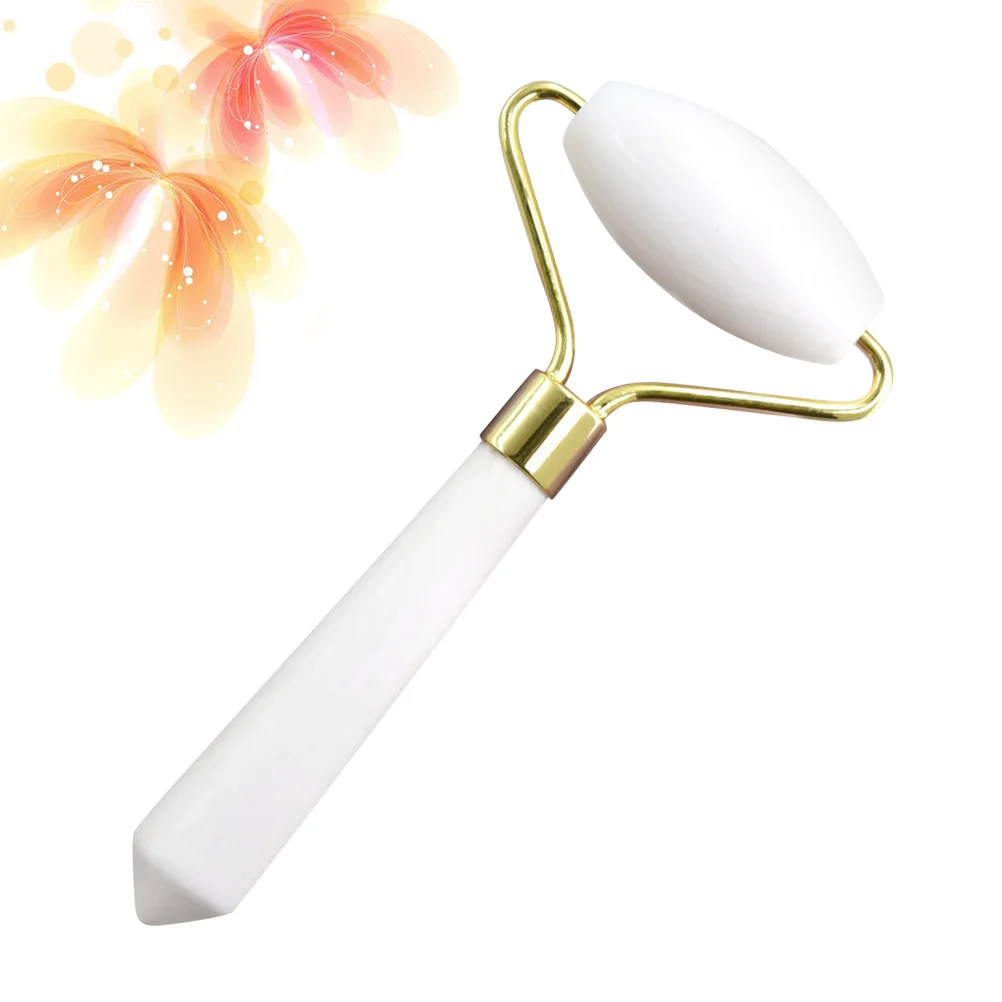 Natural White Jade Roller Facial Massage Tool for Puffiness Redness Relief Lightweight Portable Skin Care Beauty Face Massager