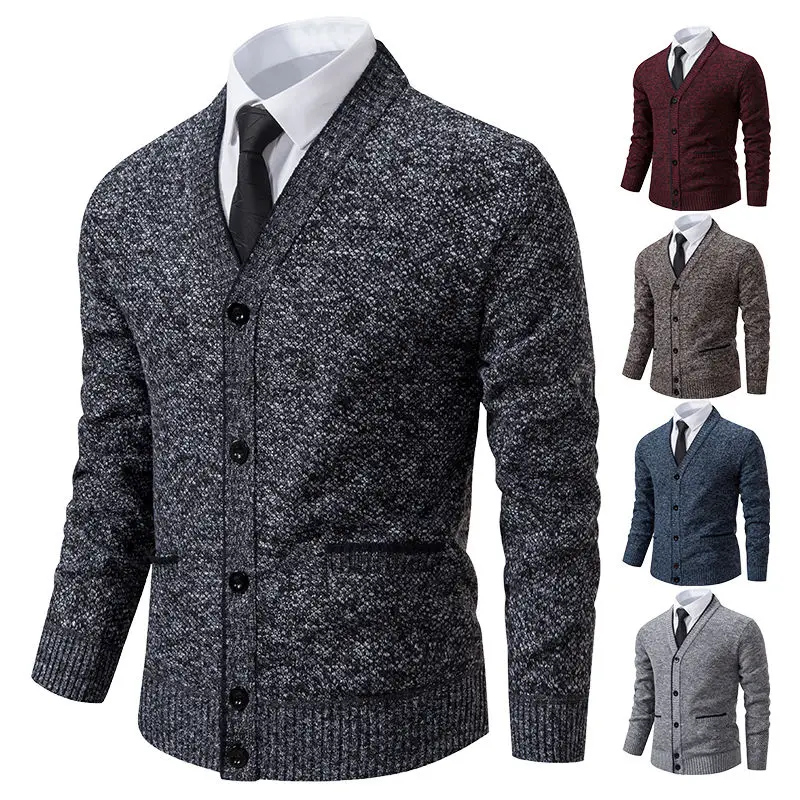 

Sweater and Knitted Sweater for Men Solid Color V-neck Business Casual Comfortable Fashion Versatile Men's Base Shirt