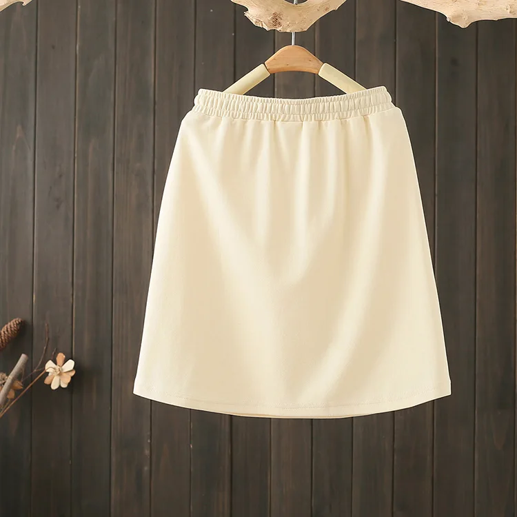 Summer plus Size Sweatshirt Short Skirt 200 Pounds Sporty Bodycon  Skirt Casual A-Line Cotton Blend High Waist