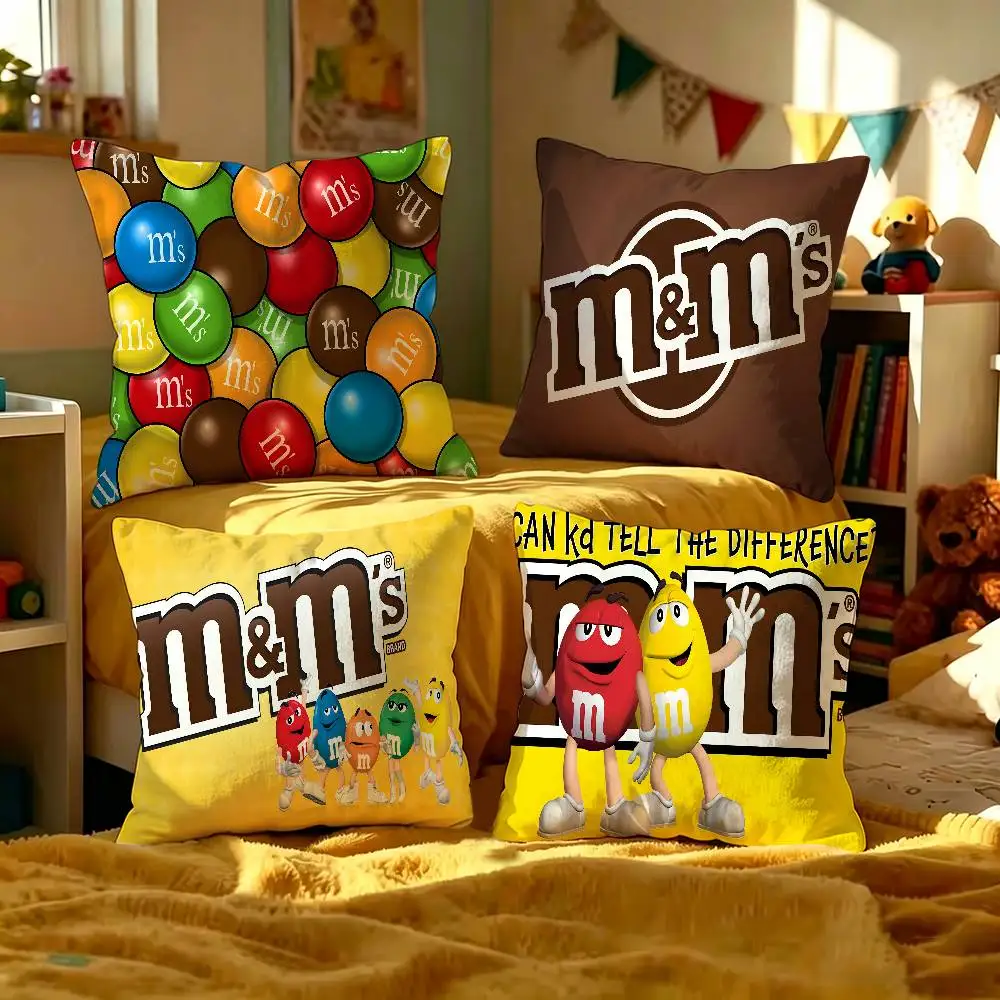 Foot Rugs M-M&M Candy Snacks Office Cushion Pillowcase Car Cushion Cover45X45CM Lumbar Pillowcase Sofa Pillowcover