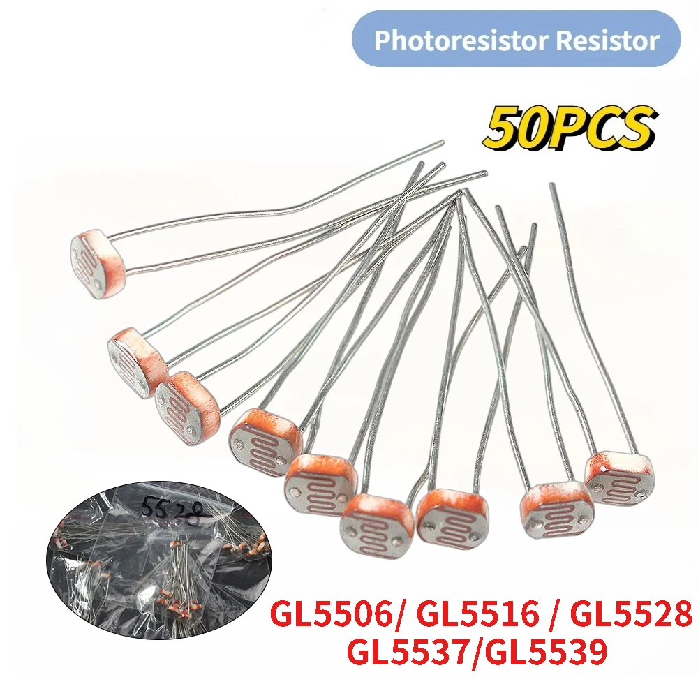 

50PCS LDR Photo Light Sensitive Resistor GL5506 GL5516 GL5528 GL5537 GL5539 Photoresistor Kit Photoconductive Resistance