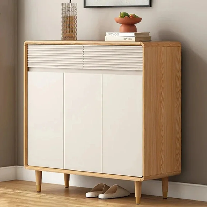 Rak Sepatu Desain Ukuran Besar Gaya Nordik Modern Kayu untuk Ruang Tamu Lemari Sepatu Aman Rak Penyimpanan Sapateira Ornamen Dekorasi Rumah