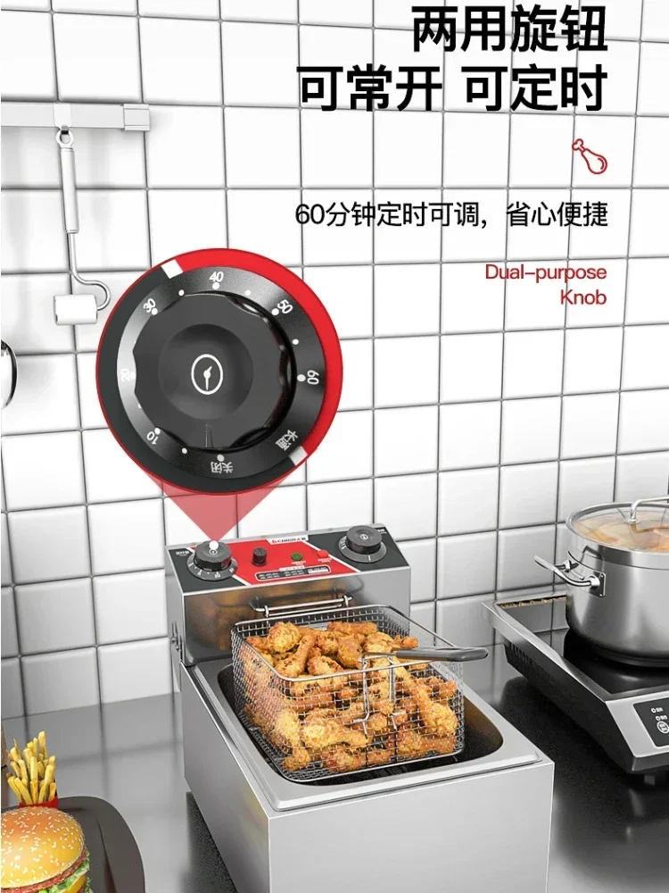 Fryer Electric Cookware for Kitchen Deep French Fries Commercial Fryers Frying Oil Cooker Timer Arfrai 10L Ar 220V