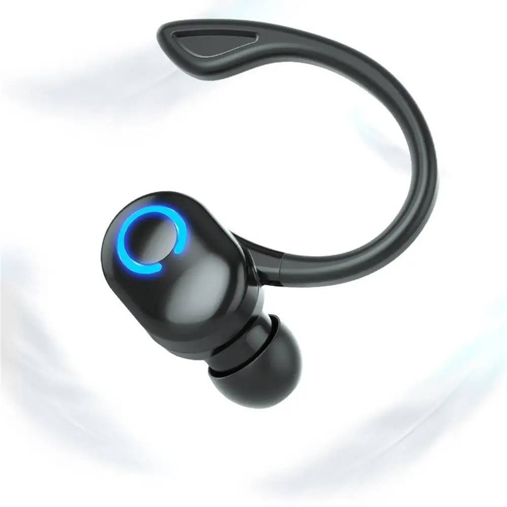 Wireless Ear Hook Earphones Single Mini Handsfree Headphone Bass Noise Cancelling Sports Headset with Mic