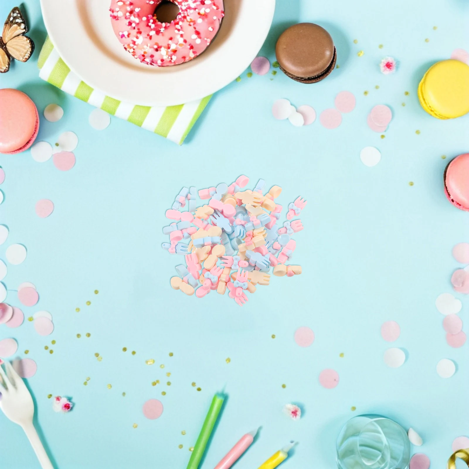 

DIY Phone Case Charms 60Pcs Cute Fork Spoon Heart Decoration Mobile Phone Accessories Kit for Girls Personalized Design