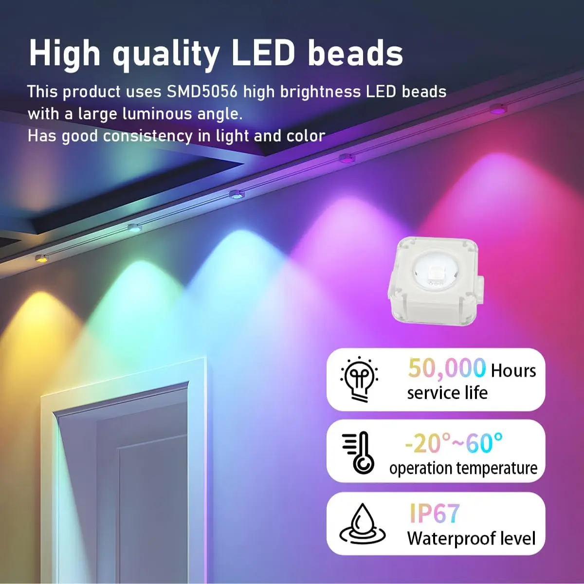 300FT 180 المصابيح الدائمة في الهواء الطلق إيف أضواء RGB IC IP67 مقاوم للماء مثالية لحفلات عيد الميلاد والحديقة وزينة الفناء
