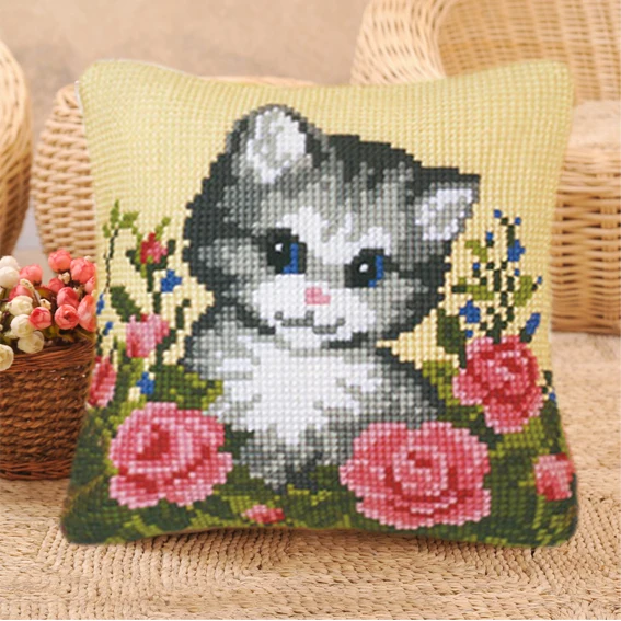 Cat Tiger Lion Horse Cushion Smyrna Button Package Latch Hook Throw Pillow ricamo cuscino per ricamo cuscino