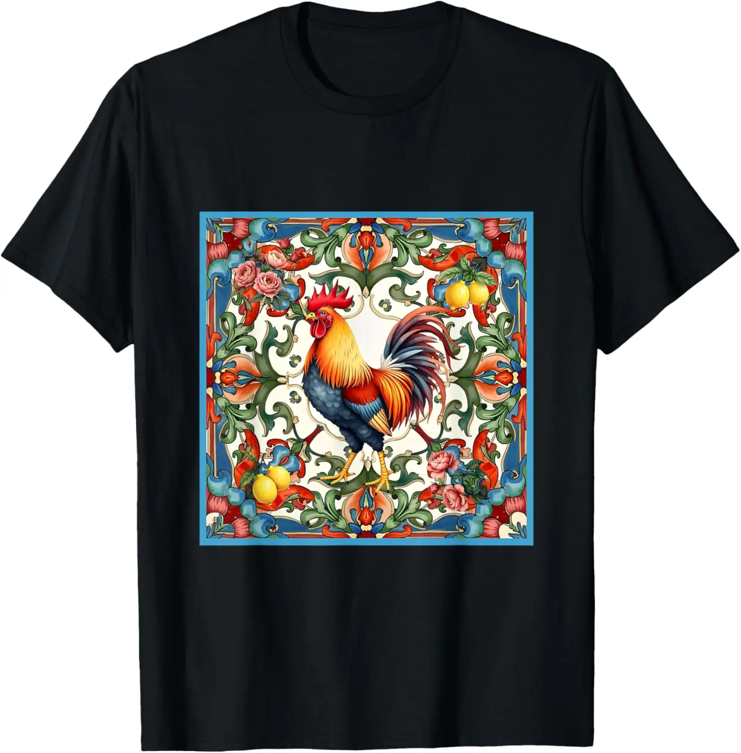 

Rooster bird, Italian style,citrus,lemons,folklore pattern T-Shirt