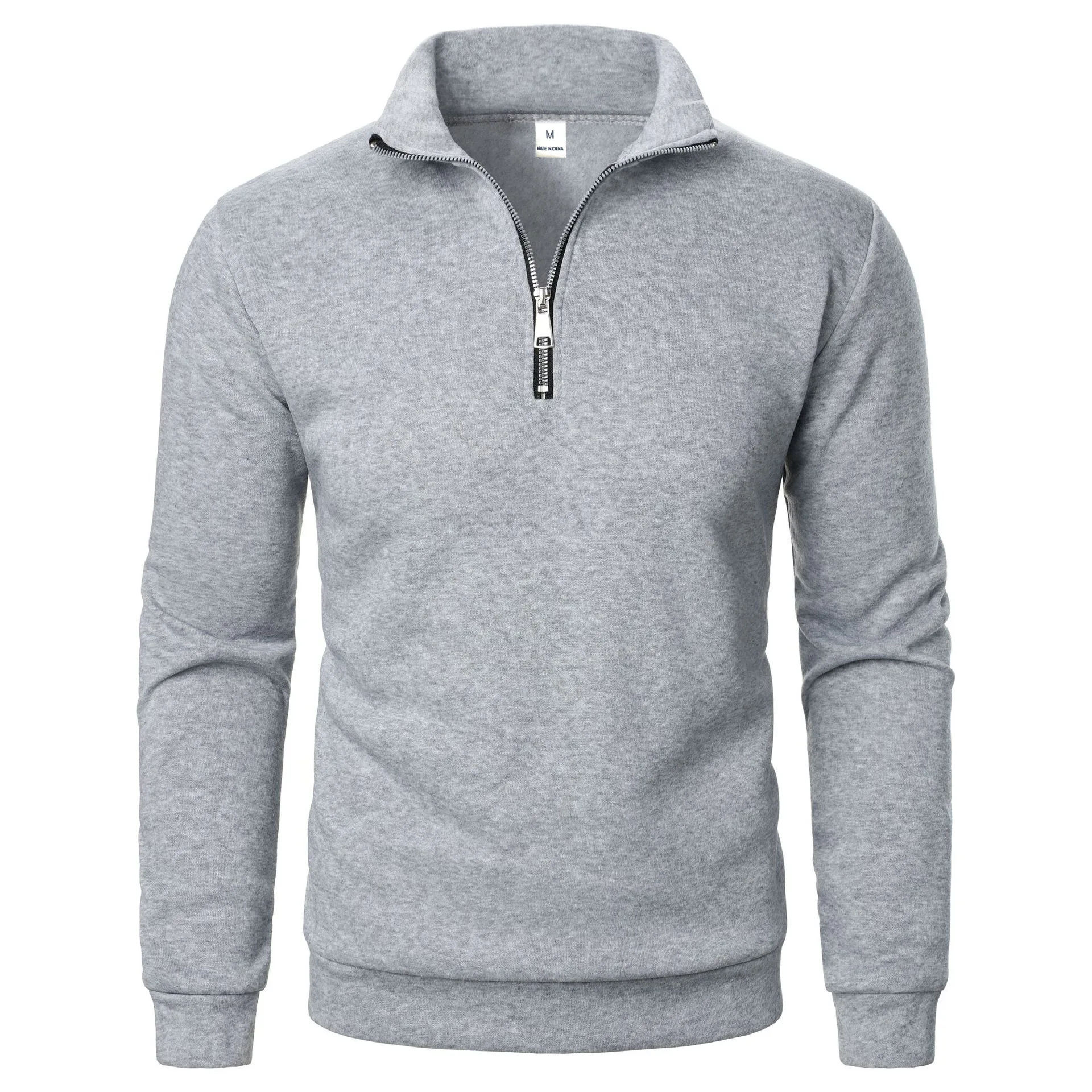 Autumn Men's Half Zipper Sweatshirts Long Sleeve Solid Color Pullover Turtleneck Streetwear Winter Warm Jacket Sport Coats ﻿