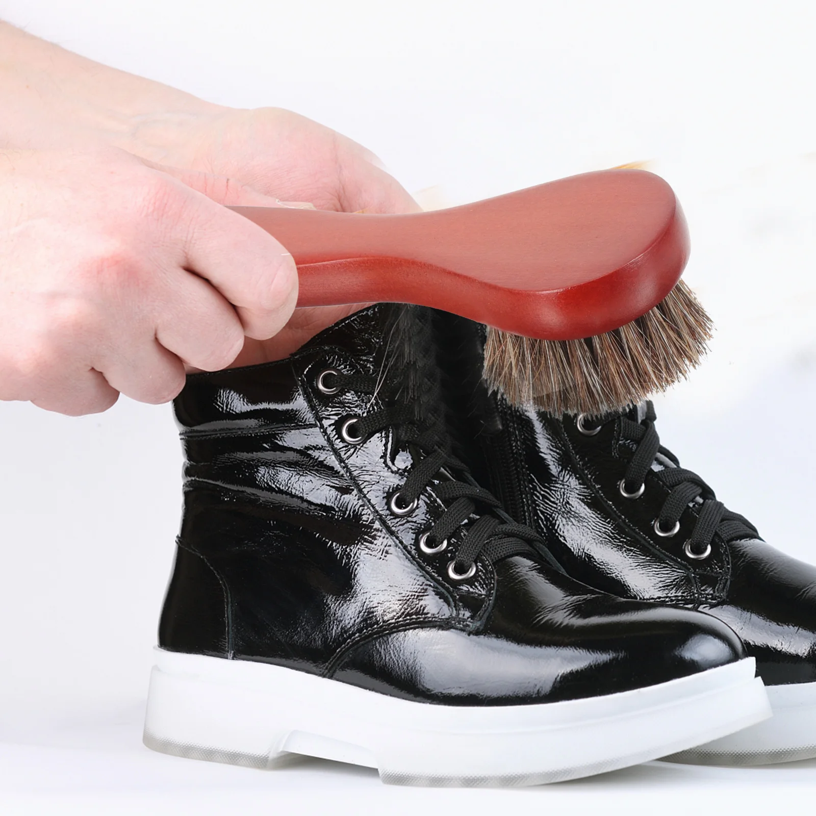 

2pcs Horsehair Brushes Boot Polish Kit Long Handle Wear Horsehair Shoe Brush Resistant Cleaning Tools Portable Gifts