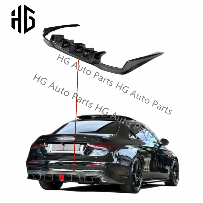 

For 2016-2020 Mercedes Benz E Class W213 B Style Rear Diffuser Bumper Lip Spoiler Tail Wing in Carbon Fiber Materials