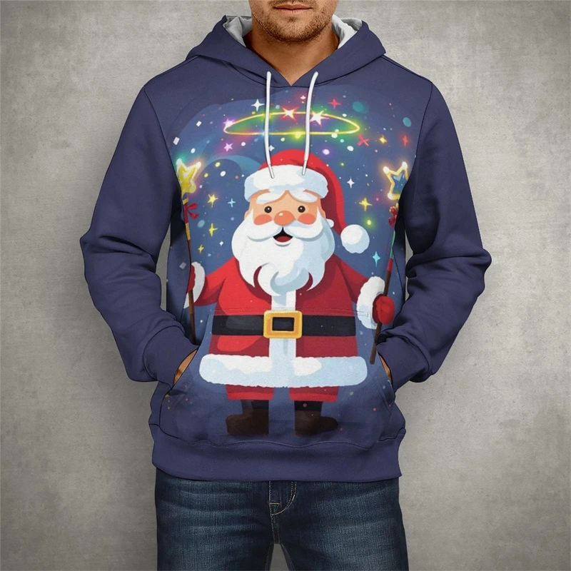 

Funny Santa Claus Graphic Men's Hoodies Fashion Autumn 3D Print Christmas Long Sleeve Sweatshirts Casual Unisex Streetwear Tops