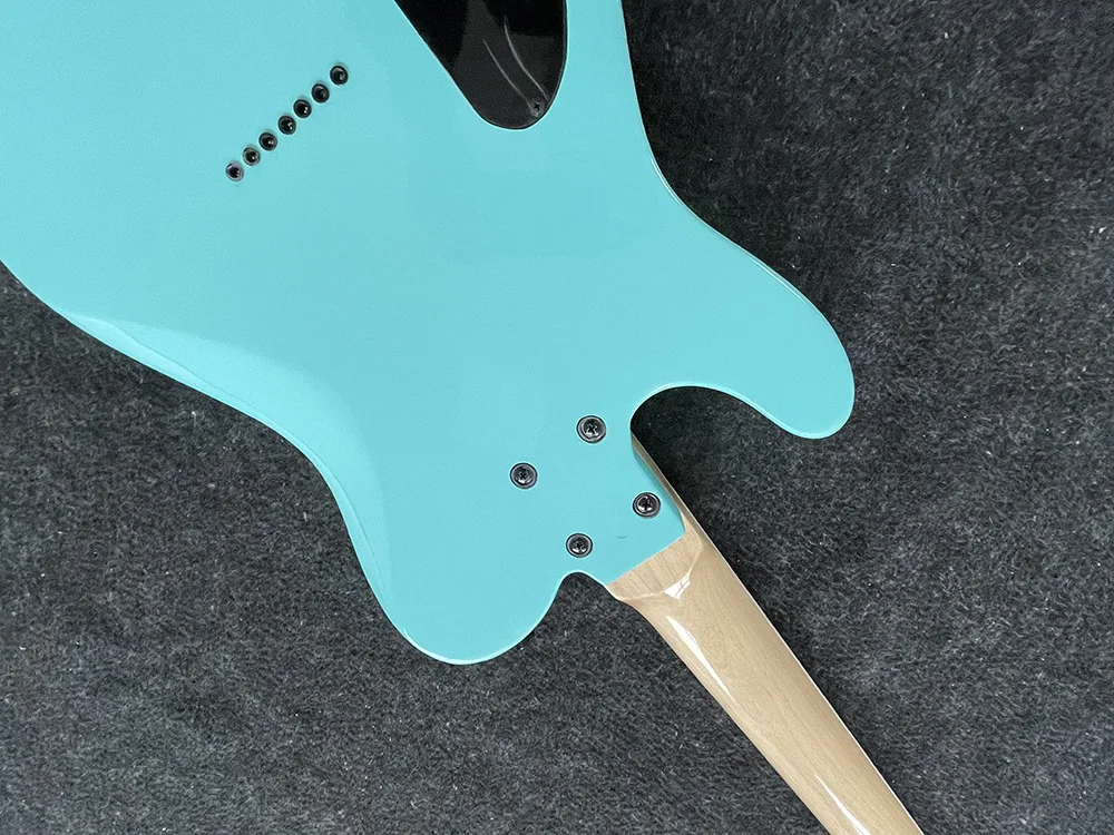 Electric guitar with 7 strings, high quality, seafoam green body, black accessories, can be customized，free shipping