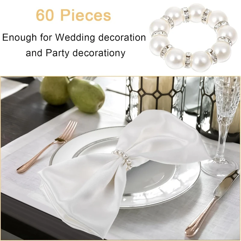 Pearl Napkin Rings Imitation Pearl Beaded Rhinestone Napkin RingJAS