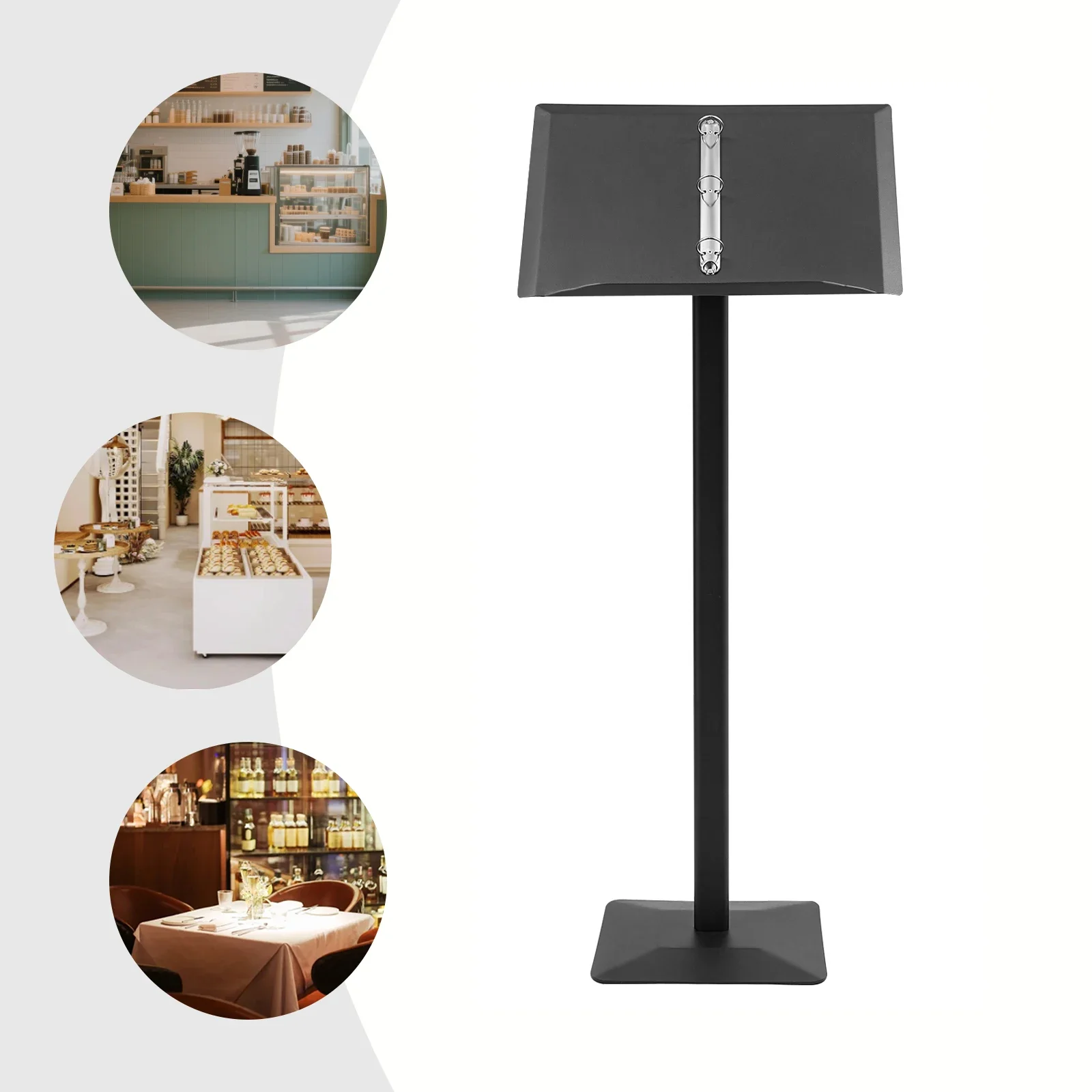 حديد أسود 115 سم إطار عرض قائمة تحول الصفحة العمودية قاعدة الموثق إطار لوحة إعلانات ثابت