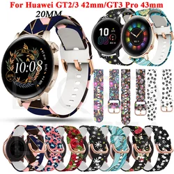 20mm Print Silicone Strap Band For Huawei Watch Gt2 GT 3 42mm Watchband Honor Magic2 GT3 Pro 43mm Wristband Replacement Bracelet