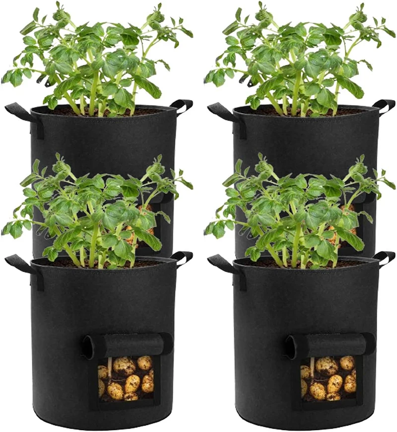 10 Pack Potato Grow Bags  Planter Pot with Sturdy Handles and 1 Harvest Windows for Potato Tomato and Vegetables