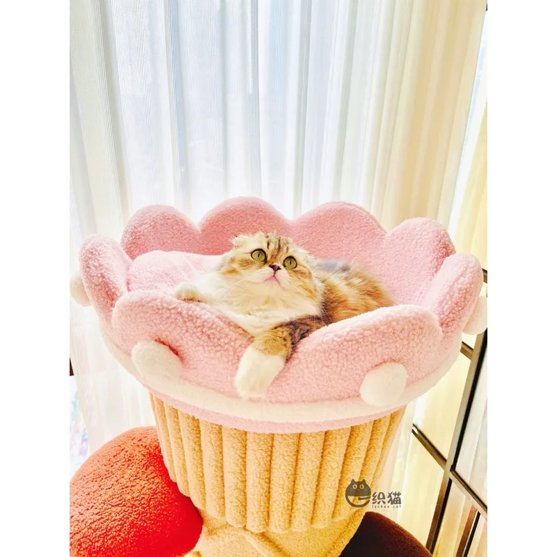 Merrypet ice cream cone sundae cat climbing frame macaroon color ice cream large cat villa climbing frame