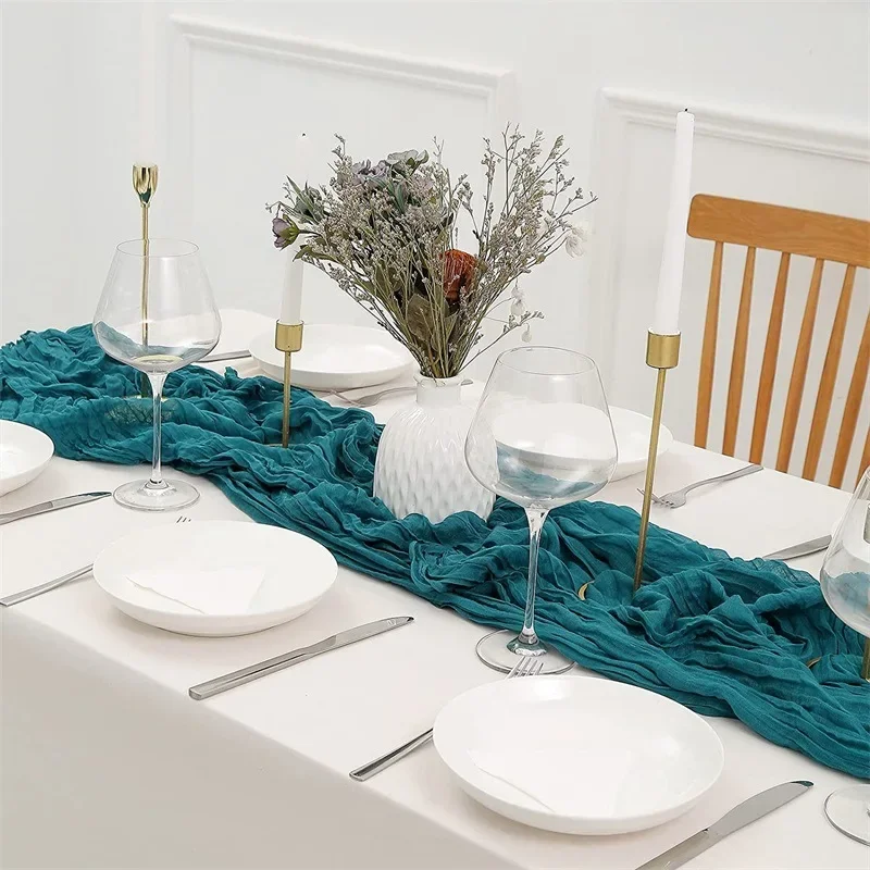 Crinkling Table runner gauze translucency doilies Holiday party wedding tablecloth 90x300cm twist Knit cloth table cover