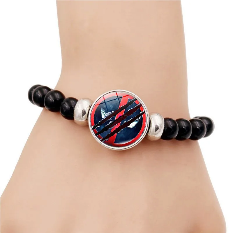 Disney Toys Marvel Deadpool Wolverine Friend Beaded Bracelets Anime Deadpool Figures Man Bracelets Fashion Jewelry Accessories