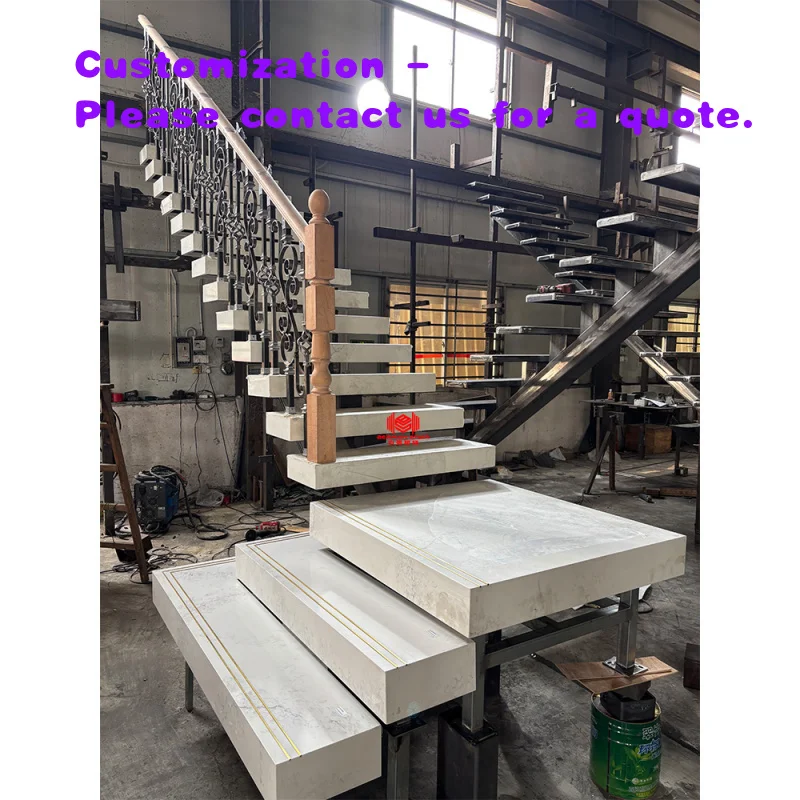 custom.Indoor Anti-slip Step Staircase L Shaped Single Metal Beam Stairs Iron Balustrade Stair