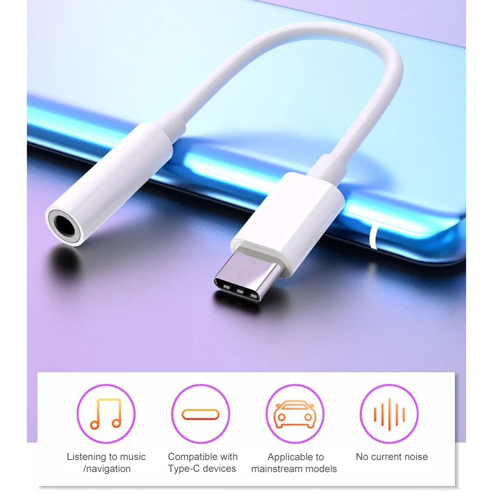 Portable Type-C To 3.5mm Aux Adapter 10cm Earphone Cable Converter Accessories for Smart Phone Type C Headset Adapter