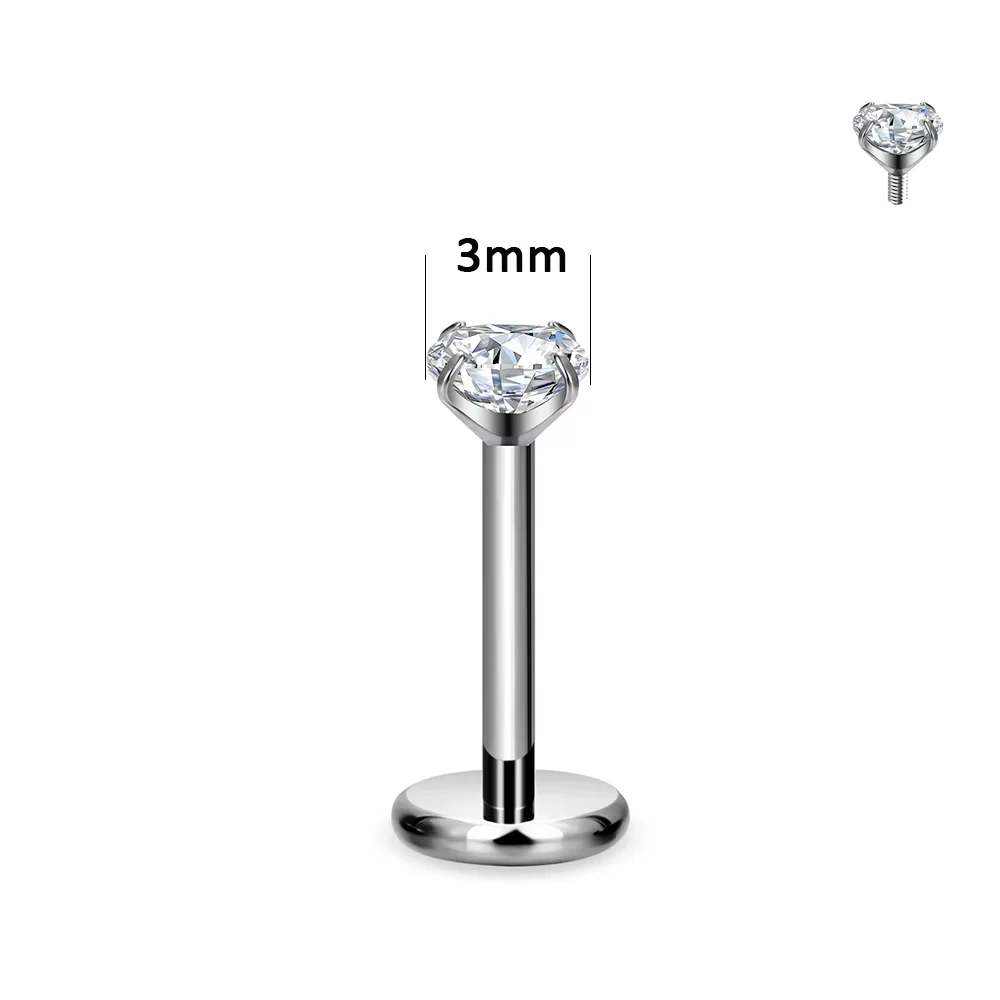 G23 Titanium Round Lab Piercing Nose Stud, Body Jewellery