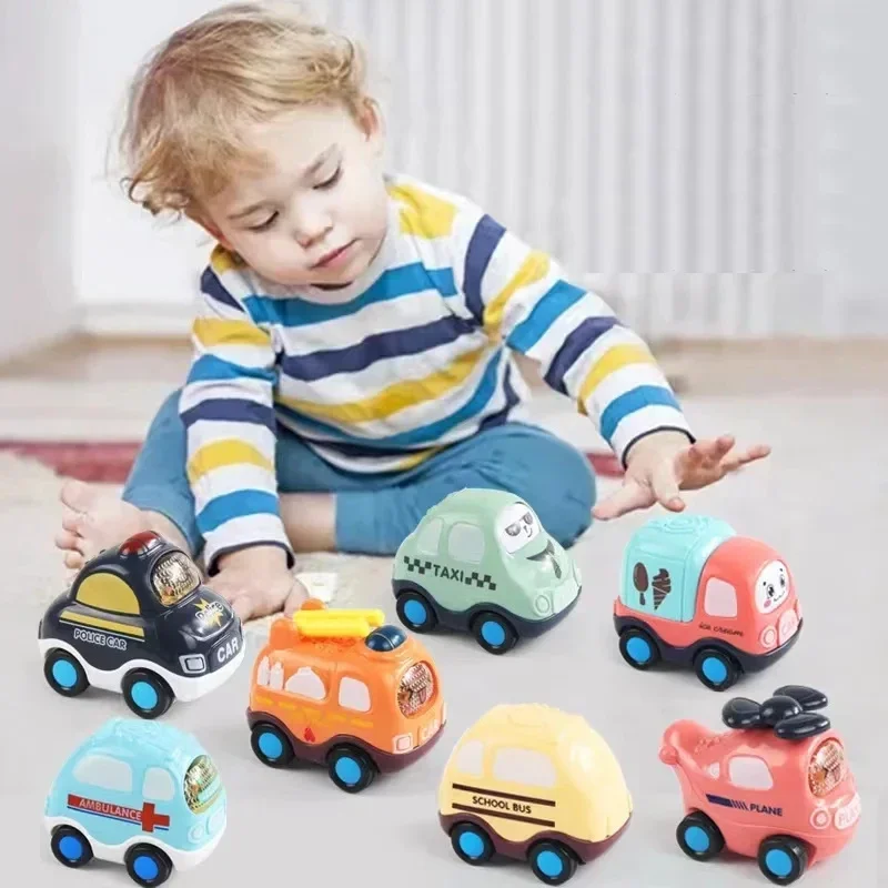 

New Mini Children 0-3 years old friction toy car drop resistant gift Boy Montessori Cars Mode set box Pull Back toys for kids