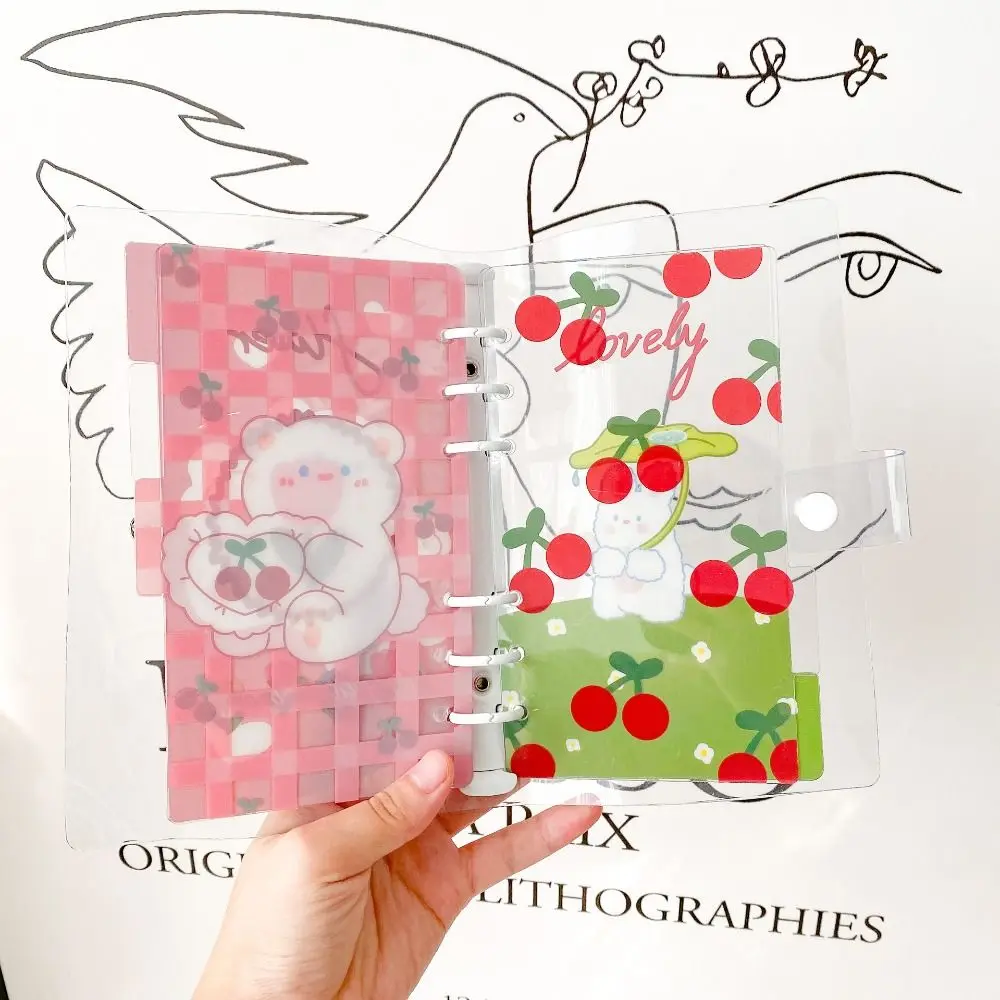 

5Sheets A6 Loose-Leaf Notebook Refill Paper Cherry Bear Spiral Binder Divider Page Separator Notebook Separator Paper 6-hole