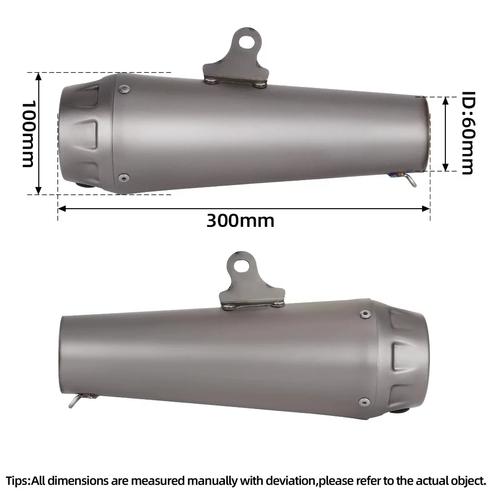 Titanium Alloy High - Efficiency Motorcycle Exhaust System Tail Pipe Muffler For CB250R GSXR600 Z300 R6，Universal 60mm