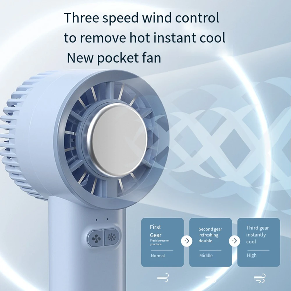 مروحة تبريد ثلج محمولة ، 3 سرعات ، مروحة تبريد محمولة ، بطارية mAh ، مروحة USB صغيرة للخارج