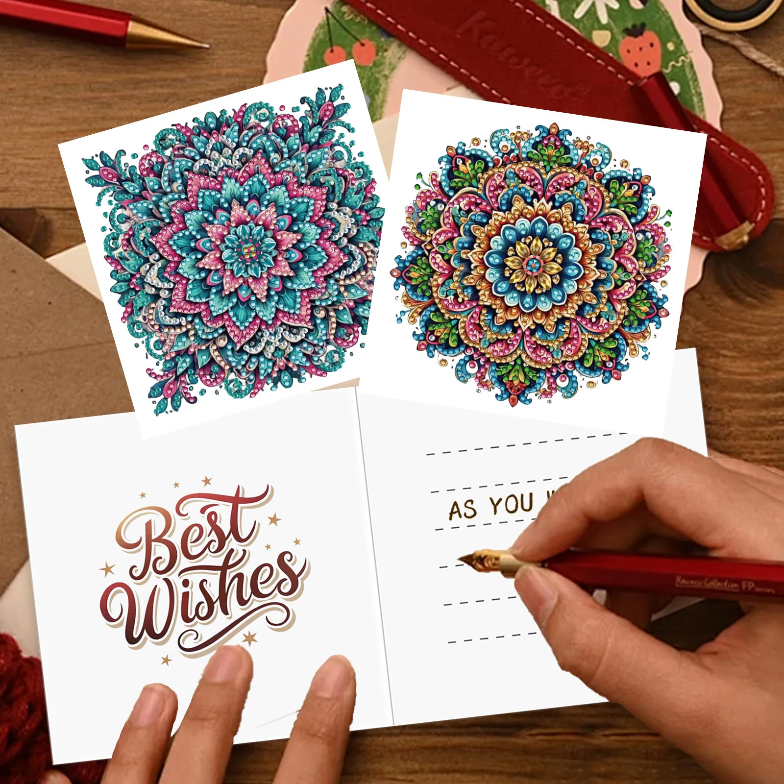 

12 упаковок DIY алмазная живопись набор поздравительных открыток с конвертами алмазные художественные открытки для Рождества, дня рождения, Пасхи, праздника