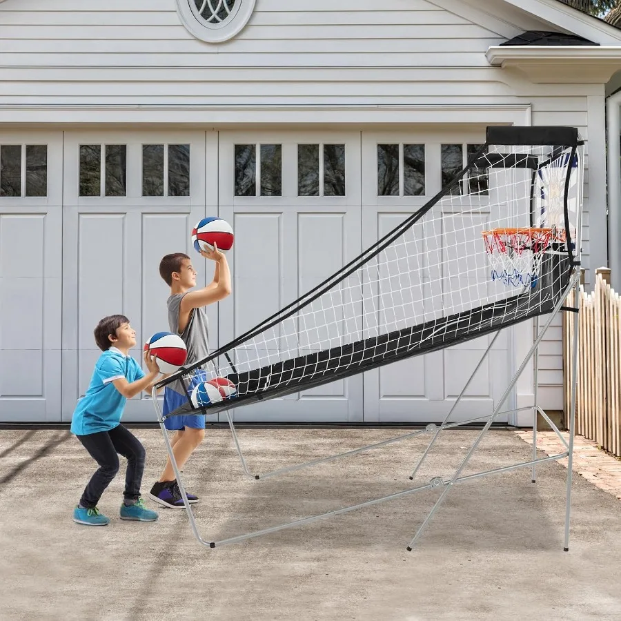 Foldable Dual Shot Basketball Arcade Game Electronic Basketball Hoop with LCD Scoreboard for Indoor and Outdoor Use Features 8