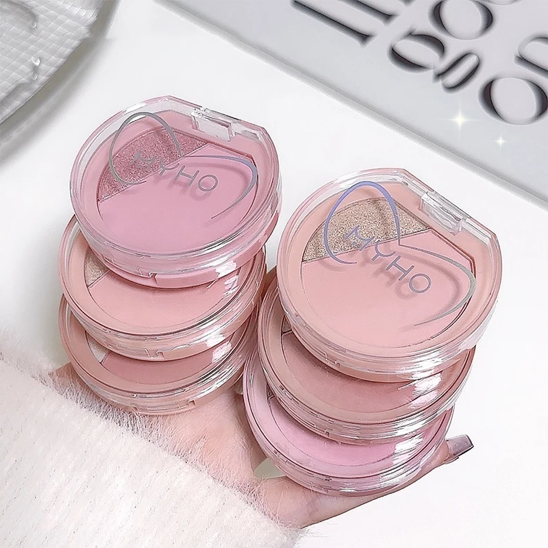 Evidenziatore fard perlescente opaco 2 in 1 Impermeabile naturale tenero delicato colore delle guance schiarente trucco per il contorno del viso