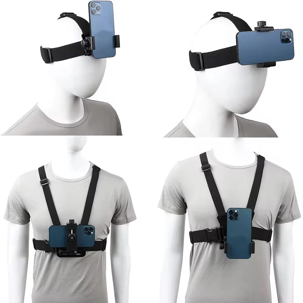 7-in-1 Action Camera Set Phone Head Strap Chest Strap Mount Adjustable Phone Mount For GoPro Hero 13 12 11 10 DJI Action 4 Phone