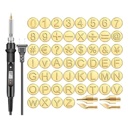 56 Stuks Hout Brandende Kit Met Letters, Diy Hout/Leer Brandende Set, Brief Soldeerbout Stencils Kit Tool Us Plug