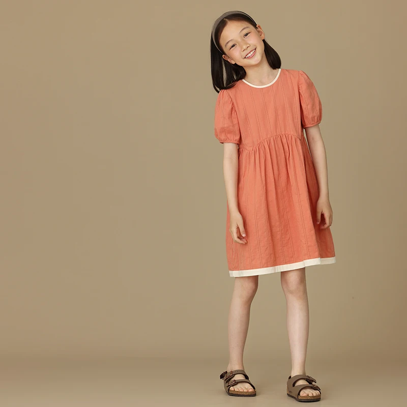 

Female child clothes fashion birthday 24 summer dress school sundress New Cotton Contrast Jacquard Princess Dress mother kids