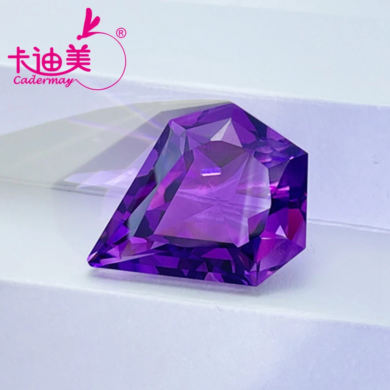 CADERMAY Kite Shape 100% Natural Amethyst Loose Stone With GRC Certificate Beads For Jewelry Making