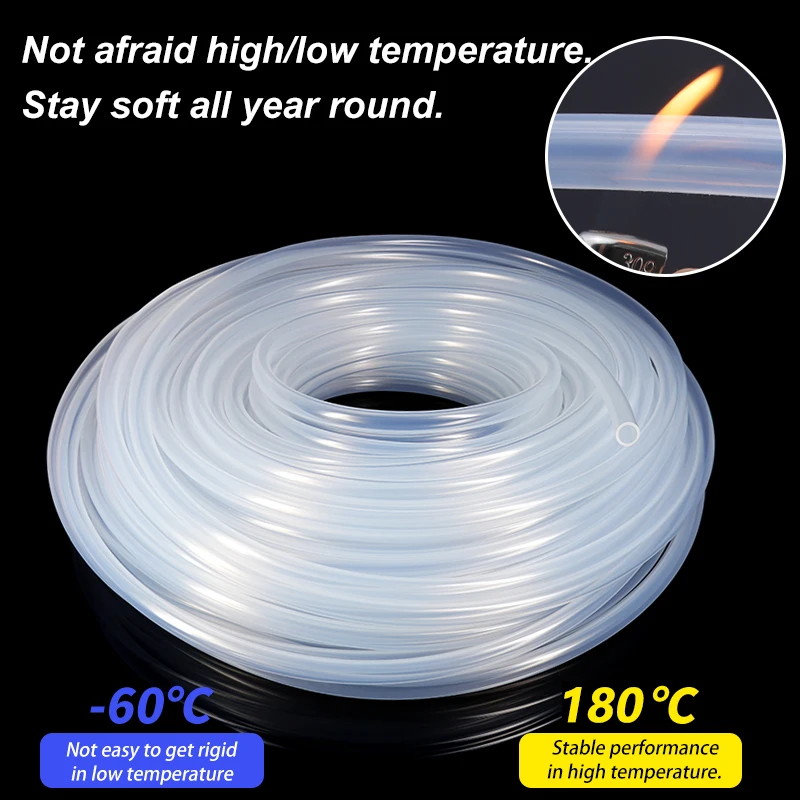 1/2/5m Clear Food Grade Silicone Tube ID 0.5 1 2 4 5 6 7 8 9 10 11 12 14 16 18 20 30mm Flexible Silicone Rubber Watering Hose