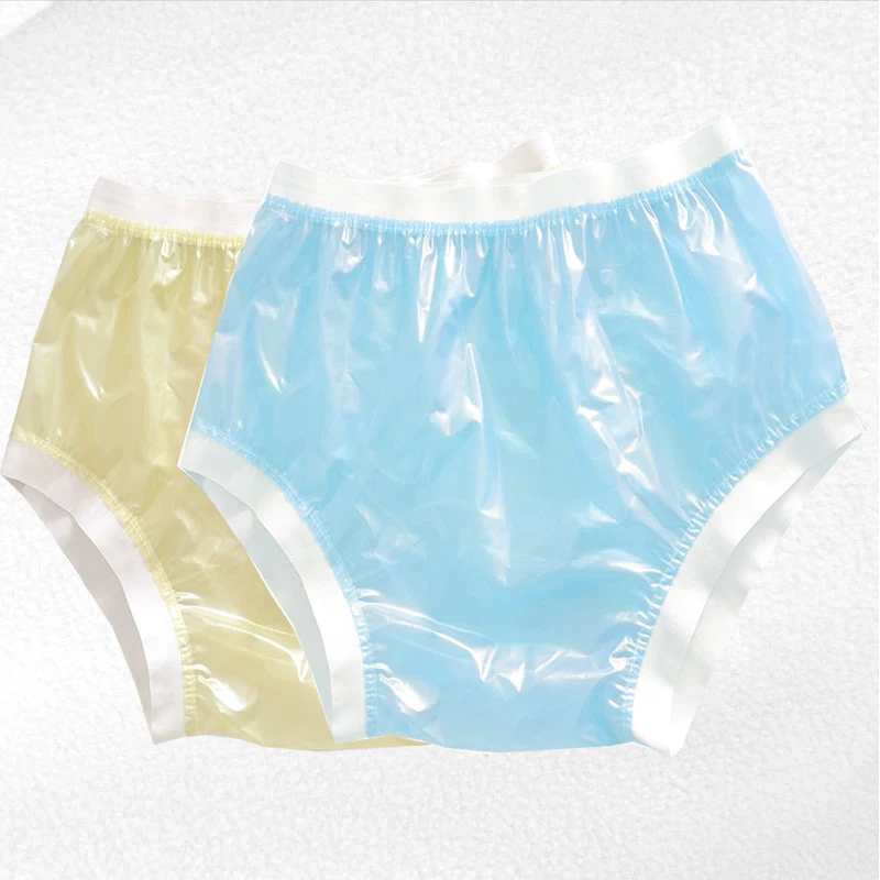 Wide Elastic Pants Transparent PVC Shorts Adult Diapers Non Disposable Plastic Panties Unisex