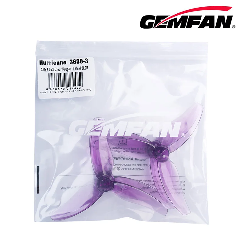 2 Paar/4 Stück Gemfan Hurricane 3630 3,6X3X3 3-Blatt-PC-Propeller 1,5 mm CW CCW für FPV Freestyle 3,5-Zoll-Drohne 2004 – Detail 7