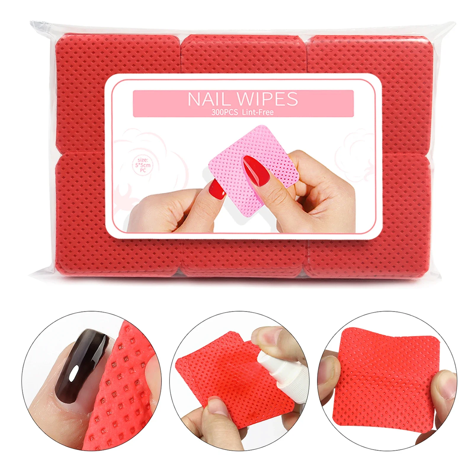 Misscheering Nail Polish Remover Wipes Nail Cleaning Pads, Non Woven Nail Pads for Women Girl Beauty Salon Nail Art Tool