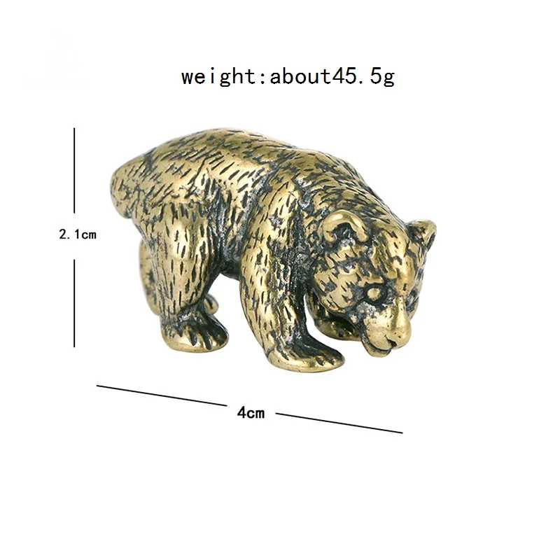 Brass Cute Small Bear Statue Office Desk Ornaments Decorations Crafts Collections Animal Figurines Miniatures Children Toy Gifts